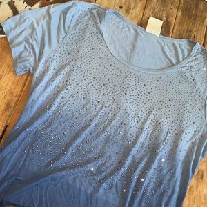 Rhinestone blue ombré top